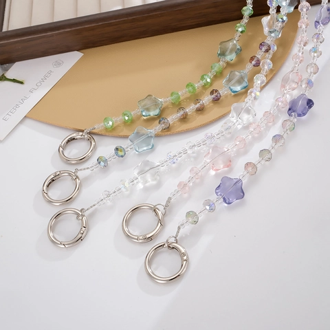 Handmade Star Beaded Phone Chain Glass Beaded Crossbody Bag Strap Fashion Mobile Phone Lanyard Hanging Ornament For Women