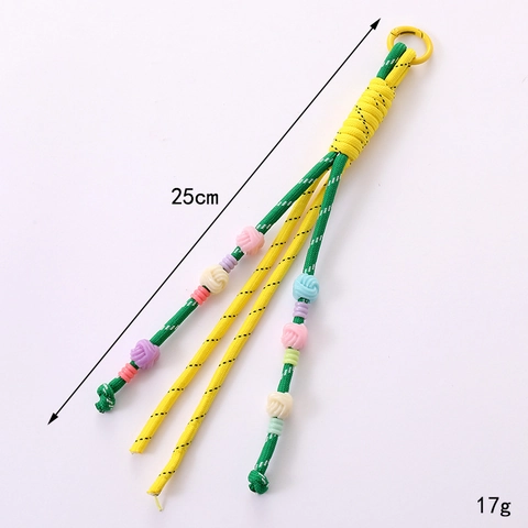 Colgante de Cuerda Trenzada con Cuentas Estilo Ins Niche Colores Caramelo Amuleto para Mochila Cadena de Teléfono Mujer