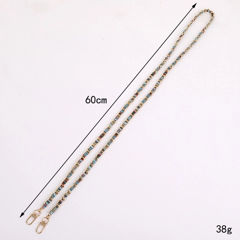 Handwoven Aluminum Chain Fabric Ribbon Crossbody Strap Bag Accessories Ethnic Style Replacement Shoulder Strap Phone Lanyard