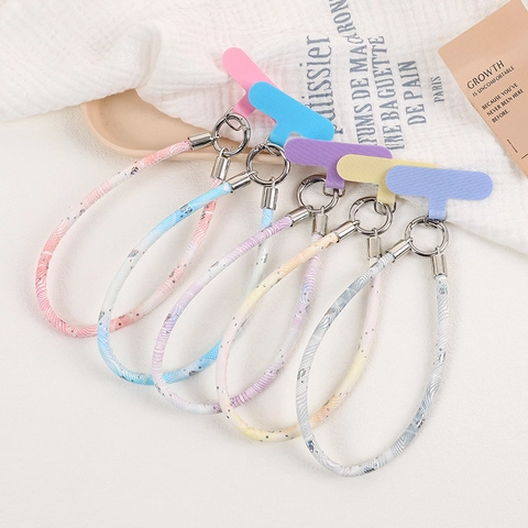 Fashion PU Leather Woven Heart Phone Charm Anti-Lost Wrist Strap Lanyard With Phone Gasket For Women Girls Phone Accessory