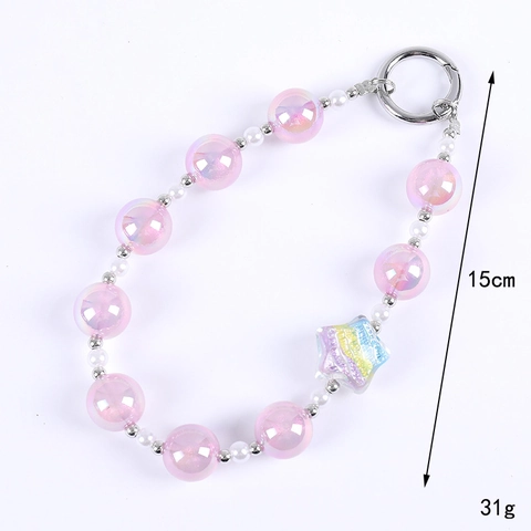 Cadena de Teléfono de Abalorios de Estrella de Acrílico Iridiscente Estilo Ins con Anillo de Aleación Perla Artificial Colgante Bolso