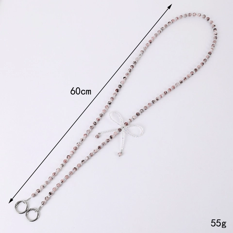 Tracolla a Bandolera in Perline di Vetro alla Moda Con Fiocco Motivo in Marmo Catena per Cellulare Accessori per Borse da Donna