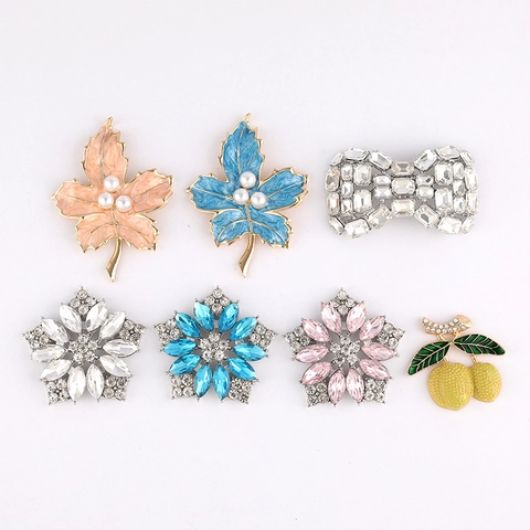 Zinc Alloy Enamel Maple Leaf Flower Butterfly Bow DIY Jewelry Findings With Imitation Artificial Pearl Rhinestone Charms Accessories