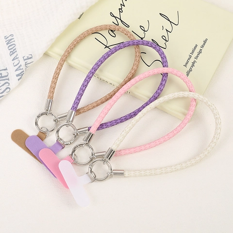 Braided Synthetic Leather Phone Lanyard Anti-lost Wrist Strap Hand Woven Mobile Phone Hanging Chain Decoration Accessories