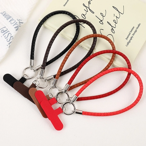 Braided PU Leather Phone Wrist Strap Anti Lost Hand Lanyard With Metal Spring Ring For Women Men Phone Case Key Keychain