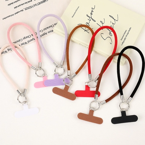 Universeel PU-Leren Telefoonkoord Anti-Val Polsband Met T-Plaat Suède Koord Telefoon Charm Metalen Ring Mobiele Telefoonkoord Accessoires Voor Dames Heren