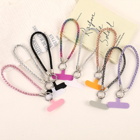 Cordón de Teléfono de Lujo con Diamantes de Imitación Correa de Muñeca Antipérdida con Junta Cadena de Teléfono de Piedras Preciosas