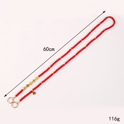 Neo-Chinese Style Glass Bead Crossbody Chain Five Emperors Coins Lucky Bag Phone Chain Bag Replacement Strap For Women