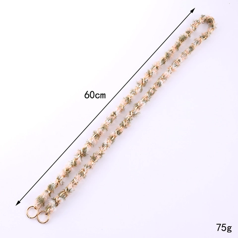 Elegant Plush Woven Bag Strap With Metal Chain Replacement Crossbody Phone Strap For Women Handbag Accessories Decor