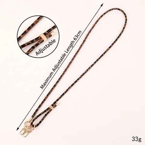 Vintage Leopard Print PU Leather Adjustable Phone Lanyard Crossbody Bag Charm Fashion Strap Accessory For Women