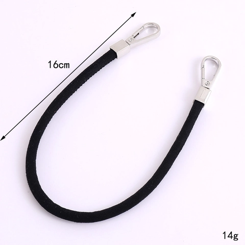 Damen Veloursleder-Imitat Handtaschenkette Taschenanhänger Dekoration Kurz Handy Lanyard Strap Silber Metall Karabiner