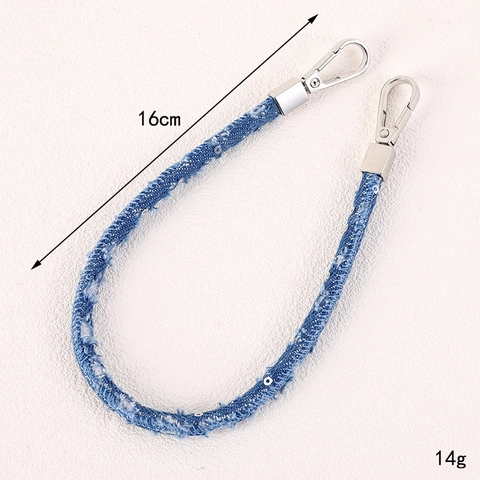 Tracolla per Borsa in Denim con Paillettes alla Moda Catena di Ricambio con Chiusura a Moschettone in Metallo per Donna