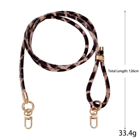 Verstellbares Plüsch Leopardenmuster Umhängetasche Handy Lanyard Legierung Kette Taschengurt Für Damen Ersatz Zubehör Modisch Lanyard