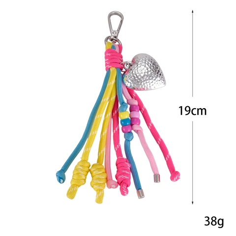 Sweet Handmade Woven Bag Charm PU Leather Heart Cherry Pendant Keychain For Women Fashion Purse Accessories Gift