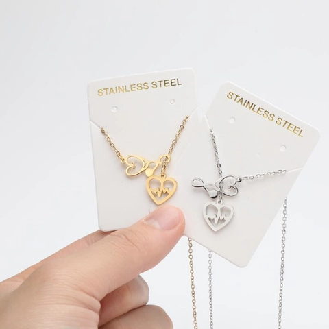 Edelstahl Stethoskop Herz EKG Anhänger Halskette Für Damen Krankenschwester Arzt Geschenk Gold Silber Y-Förmige Pulloverkette Mode Schmuck
