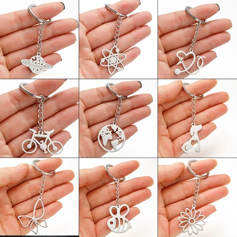 Μινιμαλιστικό Μπρελόκ από Ανοξείδωτο Ατσάλι Κούφιο Σχέδιο Κρόνος Καρδιά Στηθοσκόπιο Μέλισσα Ηλιοτρόπιο Μενταγιόν Διακόσμηση Τσάντας Δώρο