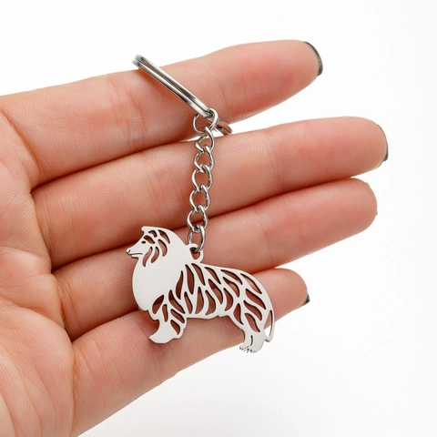 Llavero de Colgante de Silueta de Perro de Acero Inoxidable Hueco Conmemorativo para Mascotas para Mujeres Hombres Accesorio de Bolso