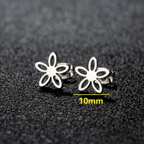 Pendientes de Botón de Flor de Acero Inoxidable Con Poste de Acero de Titanio Diseño Minimalista de Rosa y Cerezo Hueco Joyería Mujer
