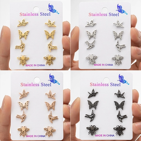 Roestvrijstalen Dieren Oorknopjes Collectie Vlinder Papieren Kraanvogel Vogel Bij Holle Sieraden Voor Dames Cadeau Accessoire