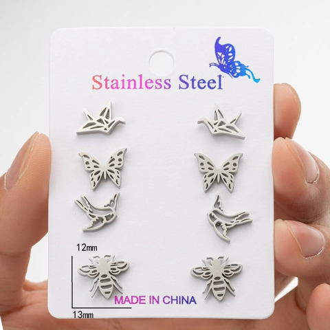 Roestvrijstalen Dieren Oorknopjes Collectie Vlinder Papieren Kraanvogel Vogel Bij Holle Sieraden Voor Dames Cadeau Accessoire