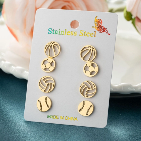 Edelstahl Ballsport Ohrstecker Basketball Fußball Volleyball Baseball Hohl Ohrringe Für Damen Schmuck Geschenk