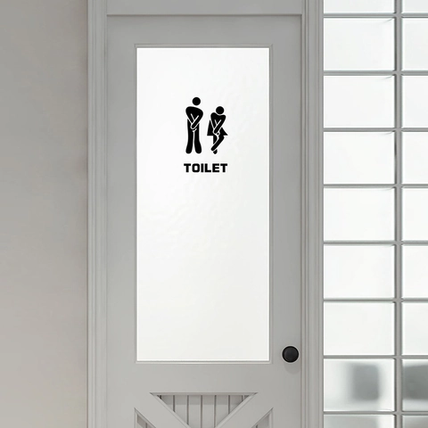 Divertente Adesivo da Parete in PVC per Porta del Bagno Icone Creative Stampate Decalcomania Rimovibile Decorazione Interni Casa Ufficio