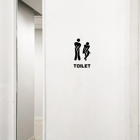 Grappige Toiletdeursticker Creatieve Man Vrouw Geslachtstekens PVC Waterdichte Muursticker Toiletbord Voor Badkamer Huisdecoratie Zwart