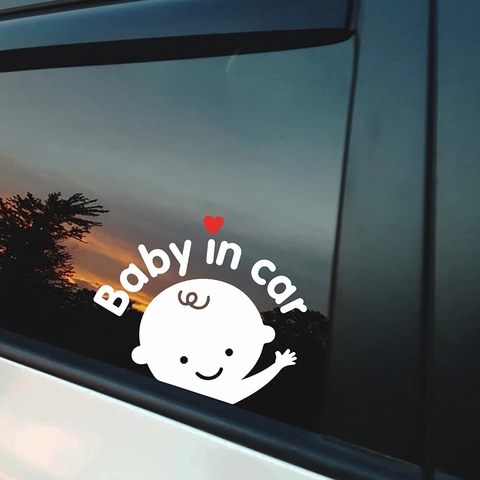 Pegatina Vinilo Bebé a Bordo Dibujos Animados Corazón Impermeable Calcomanía Ventana Coche Señal Advertencia Decoración Pared