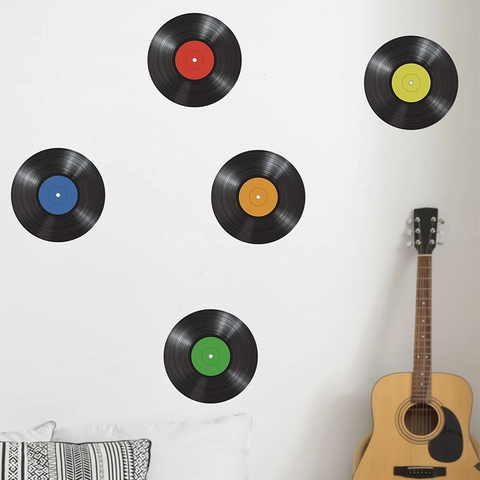 Adesivi Murali Dischi In Vinile Vintage In PVC Decalcomanie Musicali Autoadesive Per Camera Da Letto Soggiorno Casa Decor