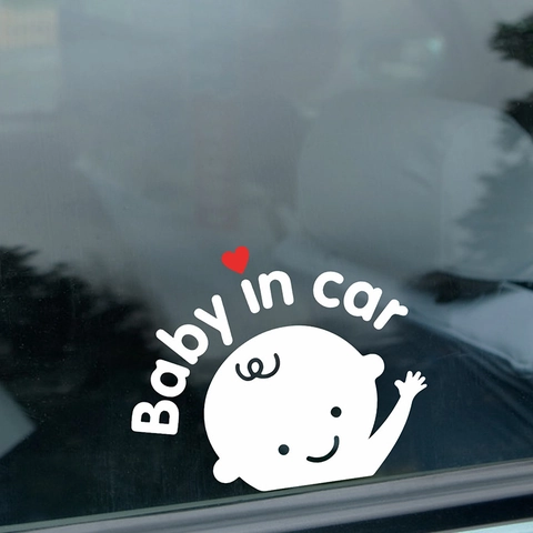 Pegatina Vinilo Bebé a Bordo Dibujos Animados Corazón Impermeable Calcomanía Ventana Coche Señal Advertencia Decoración Pared