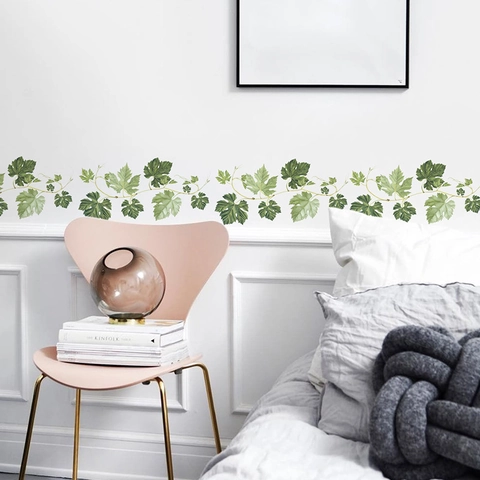Moderno Foglie di Piante Verdi Vite Adesivi da Parete Autoadesivi PVC Murale Decorativo per Soggiorno Camera da Letto Cucina Casa