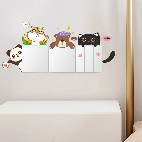 Niedliche Cartoon Tiere Schalter Aufkleber Abnehmbare PVC Wandtattoo Für Wohnzimmer Schlafzimmer Home Decoration Sortierte Muster