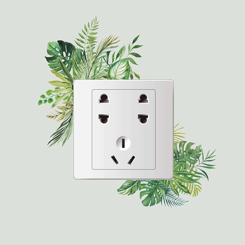 Adesivo per Interruttore Piante Tropicali Foglia di Monstera PVC Impermeabile Adesivo Parete Soggiorno Ufficio Casa Foglia Verde