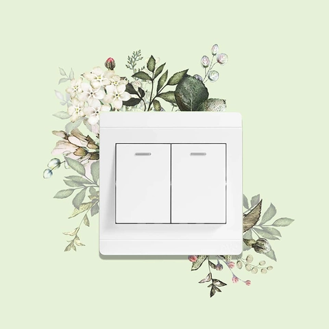 Vinilo de Pared para Interruptor de Flores y Hojas Acuarela Autoadhesivo PVC Removible Decoración para Hogar Sala