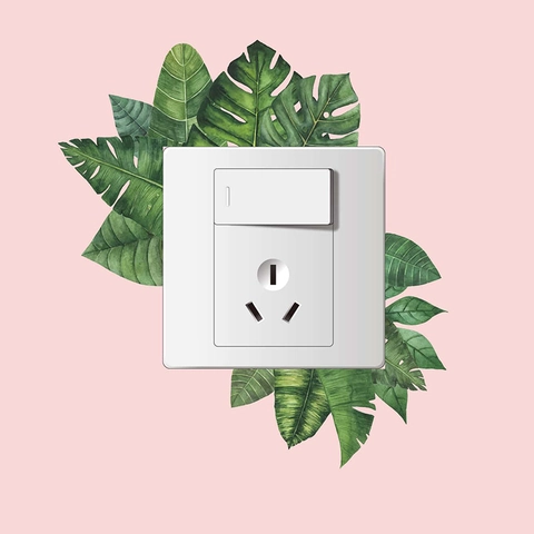 Adesivo Murale per Interruttore della Luce con Piante Verdi Tropicali in PVC Rimovibile con Motivo a Foglia per Casa