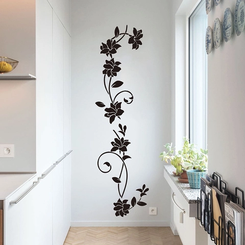 Romantische Blumenranke Wandtattoo PVC Selbstklebend Blumenast Aufkleber Für Schlafzimmer Wohnzimmer Eingang Modern Home Dekor