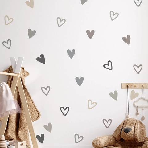 Pegatinas de Pared con Forma de Corazón Morandi Nórdico PVC Autoadhesivas Removibles para Dormitorio Infantil Decoración