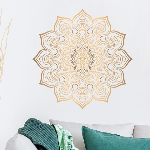 Boho Mandala Gold Wandsticker Geometrisch Floral PVC Selbstklebend Dekoration Für Wohnzimmer Schlafzimmer Home Kunst