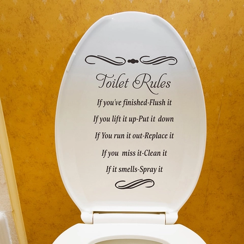 Divertente Adesivo da Parete in PVC Regole del Bagno in Inglese Rimovibile Impermeabile Decorazione Bagno Segnale Slogan per Casa
