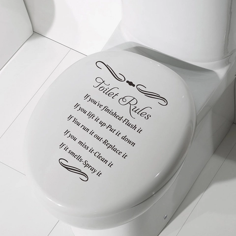 Divertente Adesivo da Parete in PVC Regole del Bagno in Inglese Rimovibile Impermeabile Decorazione Bagno Segnale Slogan per Casa