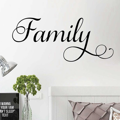 Moderne Minimaliste Family Sticker Mural en PVC Amovible Autocollant Noir Art Lettre Décalcomanie Pour Salon Chambre à Coucher Décor