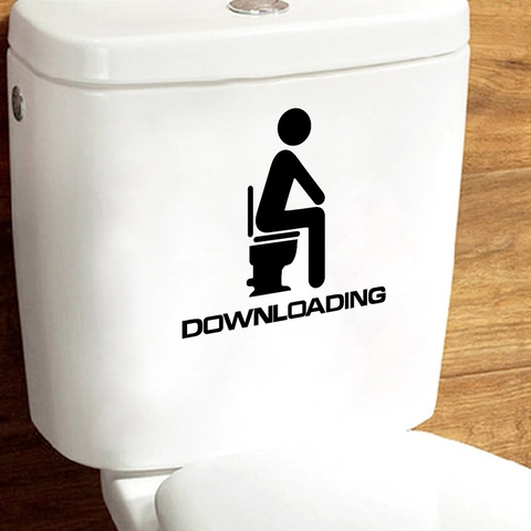 Lustiger Downloading Humor Toilettenaufkleber Kreative Silhouette PVC Aufkleber Wasserdicht Badezimmer Dekor Abnehmbar Wandkunst