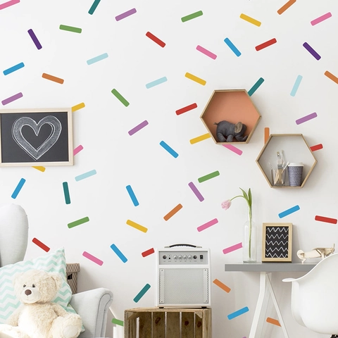 Adesivi Murali a Strisce Zuccherini Colorati in PVC Autoadesivi per Camera dei Bambini Camera da Letto Soggiorno Decorazione Casa