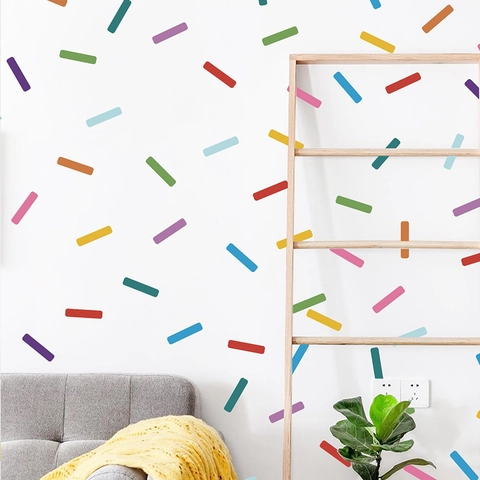 Adesivi Murali a Strisce Zuccherini Colorati in PVC Autoadesivi per Camera dei Bambini Camera da Letto Soggiorno Decorazione Casa
