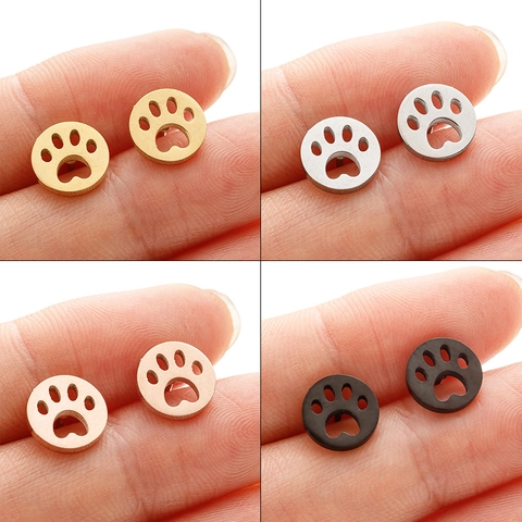 Edelstahl Pfotenabdruck Ohrstecker Kleine Runde Hohle Tierklaue Ohrknochenstecker Minimalistischer Schmuck Für Damen Mädchen
