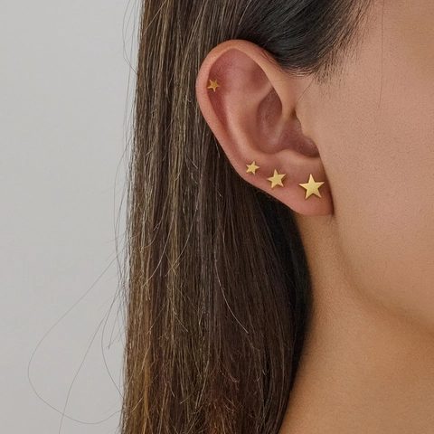 Minimalist Stainless Steel Star Stud Earrings Tiny Geometric Pentagon Star Ear Studs Gold Steel Black Jewelry For Women Girls