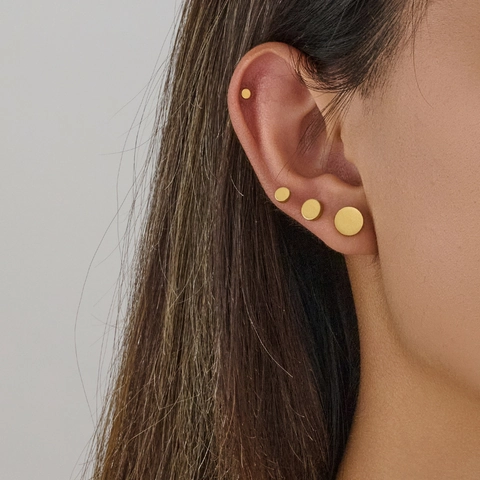 Minimalist Stainless Steel Geometric Round Circle Stud Earrings For Women Gold Silver Black Butterfly Clasp Fashion Jewelry