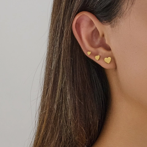 Minimalist Stainless Steel Heart Stud Earrings For Women Tiny Geometric Love Heart Ear Bone Studs Gold Silver Black Daily Jewelry Gift