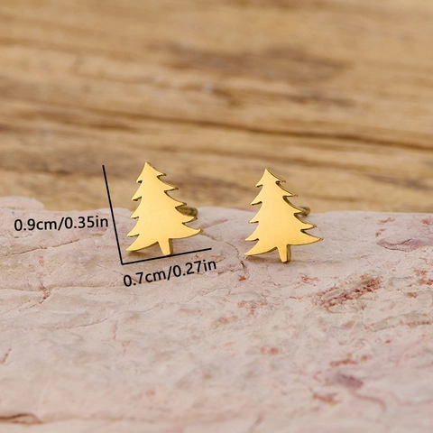 Minimalist Stainless Steel Christmas Stud Earrings For Women Girls Tree Star Bell Boot Gift Box Festive Holiday Jewelry