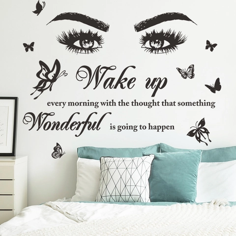 Ogen Vlinder Inspirerende Citaten Muursticker Verwijderbare PVC Decal Voor Slaapkamer Woonkamer Huis Decoratie